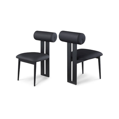 Dario Black Vegan Leather Dining Chair, Set of 2