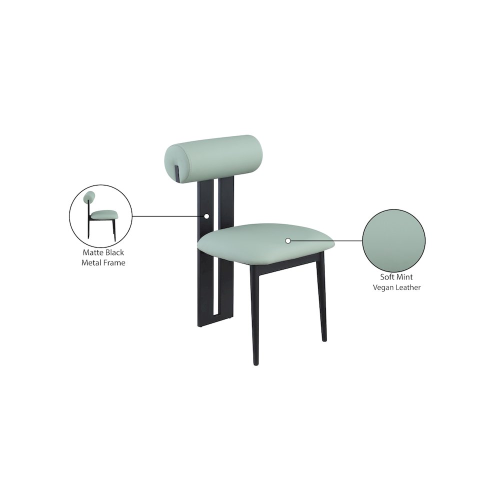 Dario Mint Vegan Leather Dining Chair, Set of 2