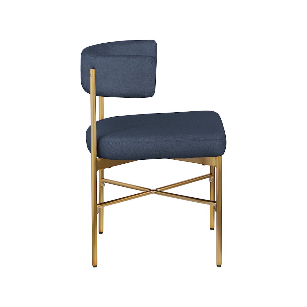 Rivage Deep Navy Durable Linen Textured Fabric Dining Chair, Set of 2