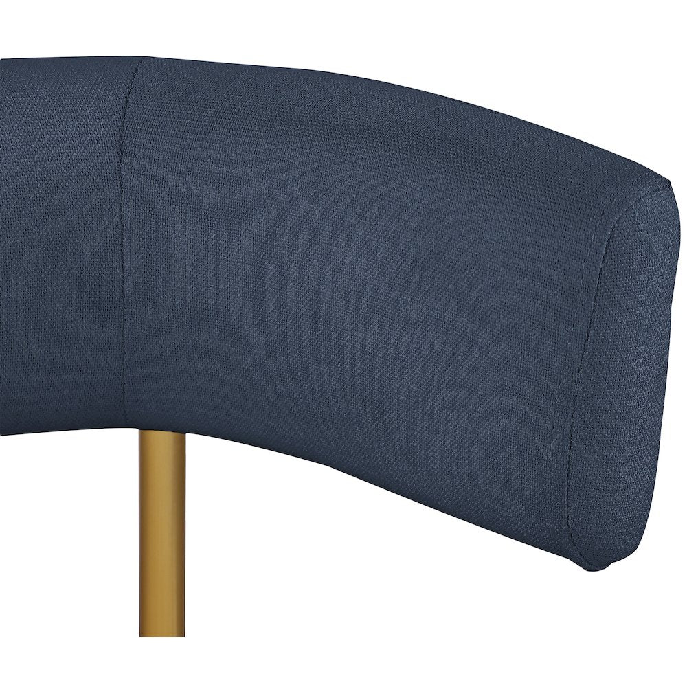 Rivage Deep Navy Durable Linen Textured Fabric Dining Chair, Set of 2