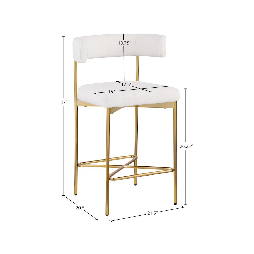 Rivage Cream Durable Linen Textured Fabric Stool, Set of 2