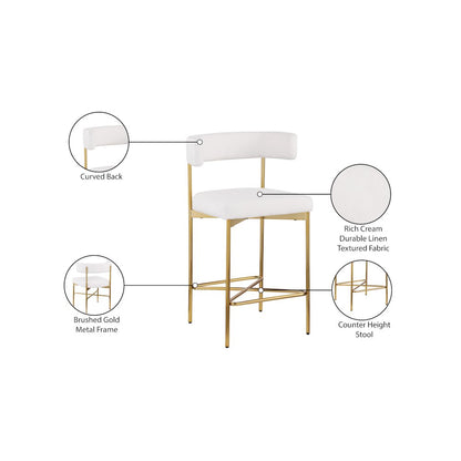 Rivage Cream Durable Linen Textured Fabric Stool, Set of 2