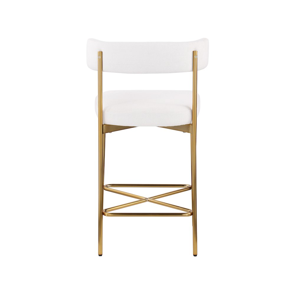 Rivage Cream Durable Linen Textured Fabric Stool, Set of 2