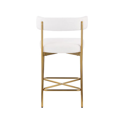Rivage Cream Durable Linen Textured Fabric Stool, Set of 2