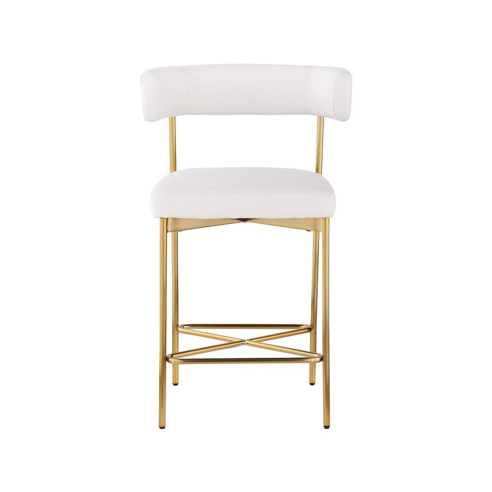 Rivage Cream Durable Linen Textured Fabric Stool, Set of 2
