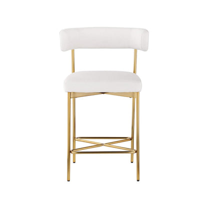 Rivage Cream Durable Linen Textured Fabric Stool, Set of 2