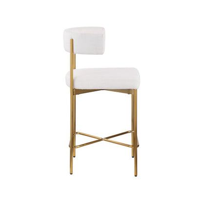 Rivage Cream Durable Linen Textured Fabric Stool, Set of 2