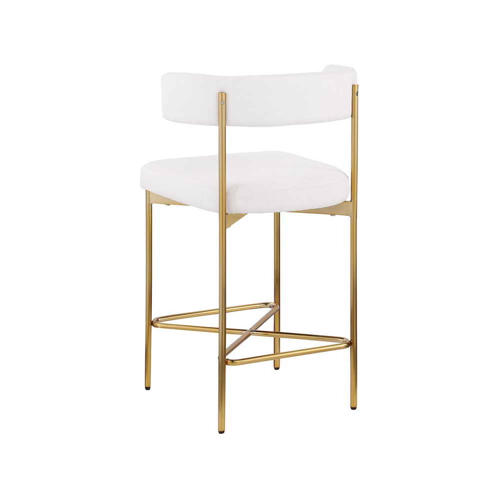 Rivage Cream Durable Linen Textured Fabric Stool, Set of 2