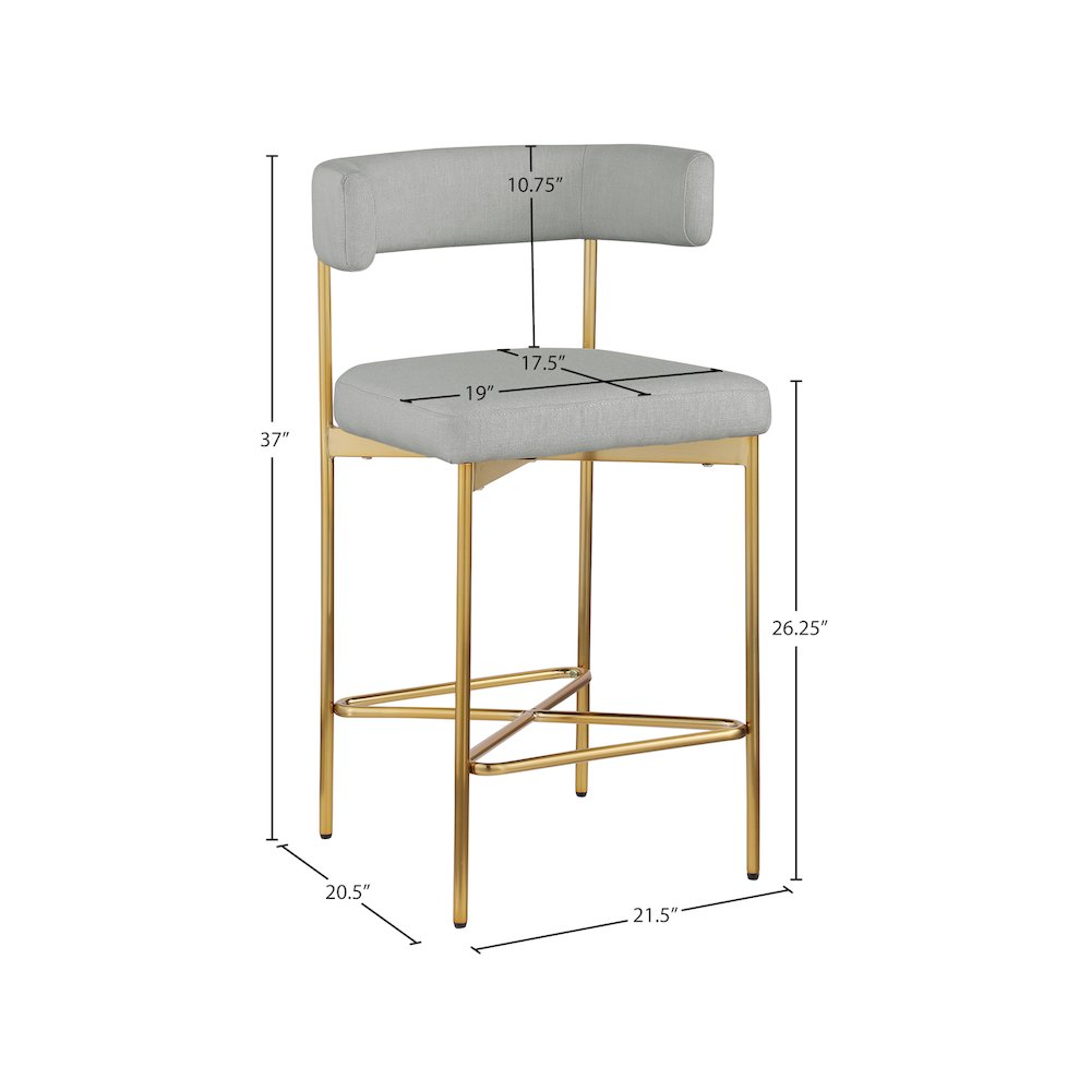 Rivage Light Grey Durable Linen Textured Fabric Stool, Set of 2