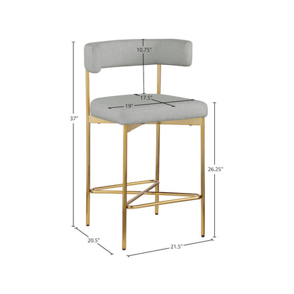 Rivage Light Grey Durable Linen Textured Fabric Stool, Set of 2
