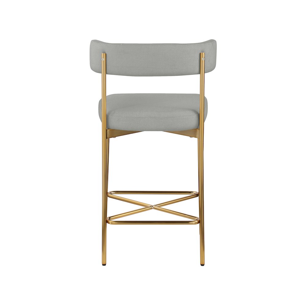 Rivage Light Grey Durable Linen Textured Fabric Stool, Set of 2