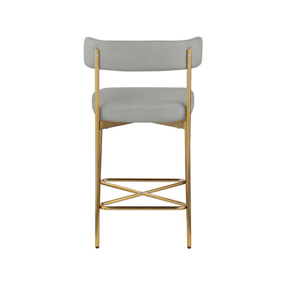 Rivage Light Grey Durable Linen Textured Fabric Stool, Set of 2