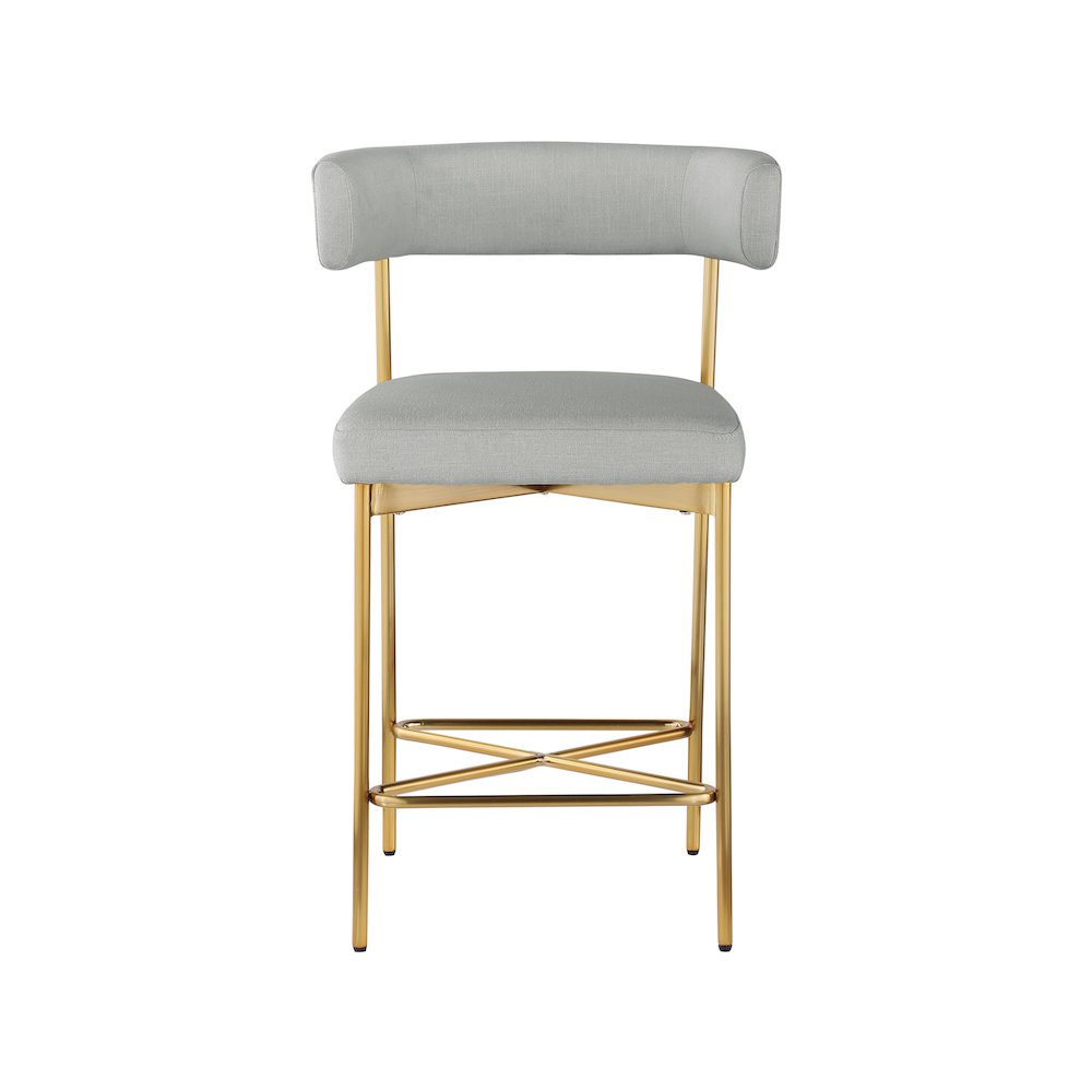 Rivage Light Grey Durable Linen Textured Fabric Stool, Set of 2