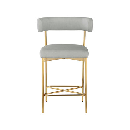 Rivage Light Grey Durable Linen Textured Fabric Stool, Set of 2