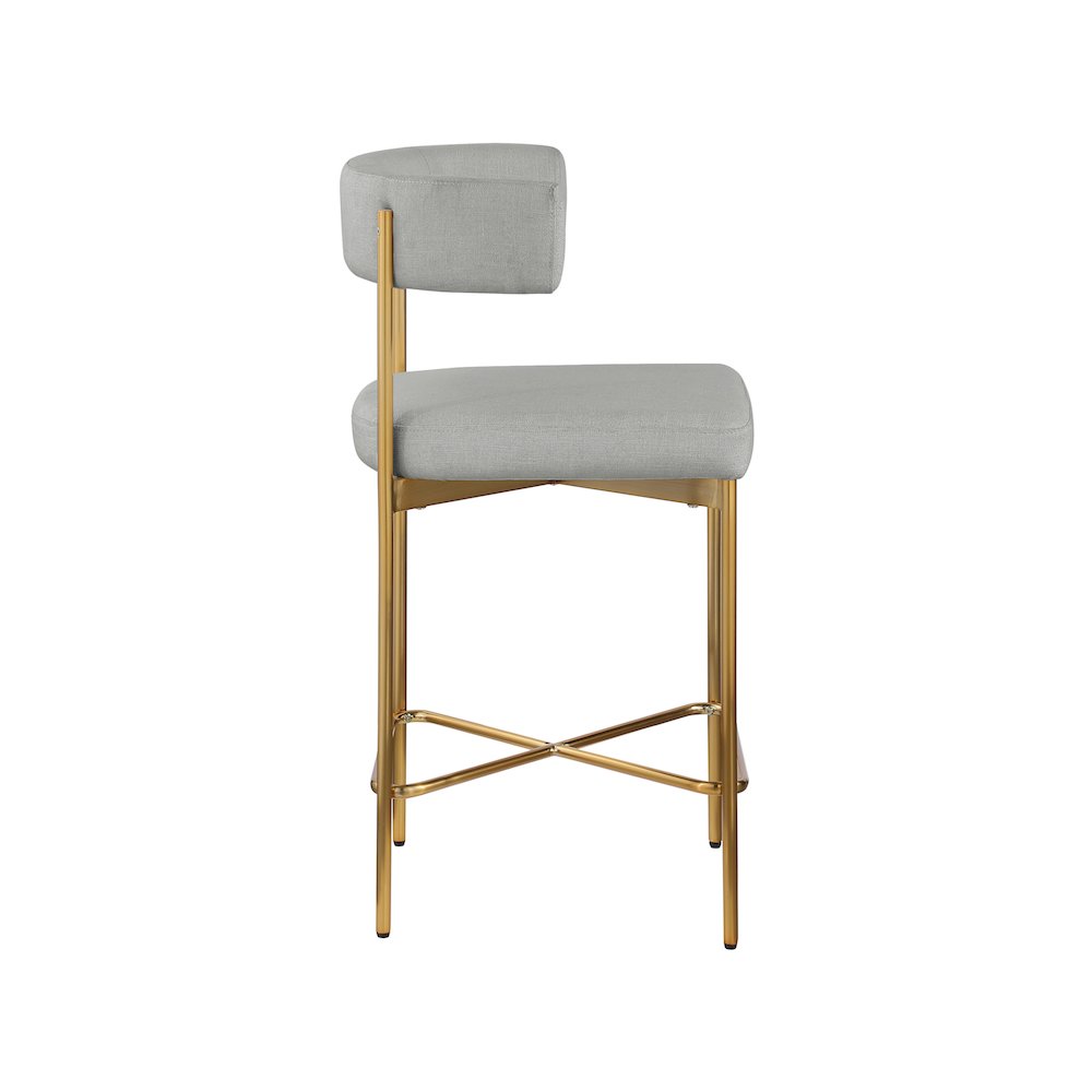Rivage Light Grey Durable Linen Textured Fabric Stool, Set of 2