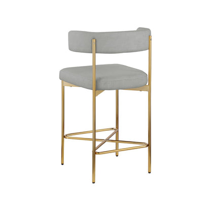 Rivage Light Grey Durable Linen Textured Fabric Stool, Set of 2