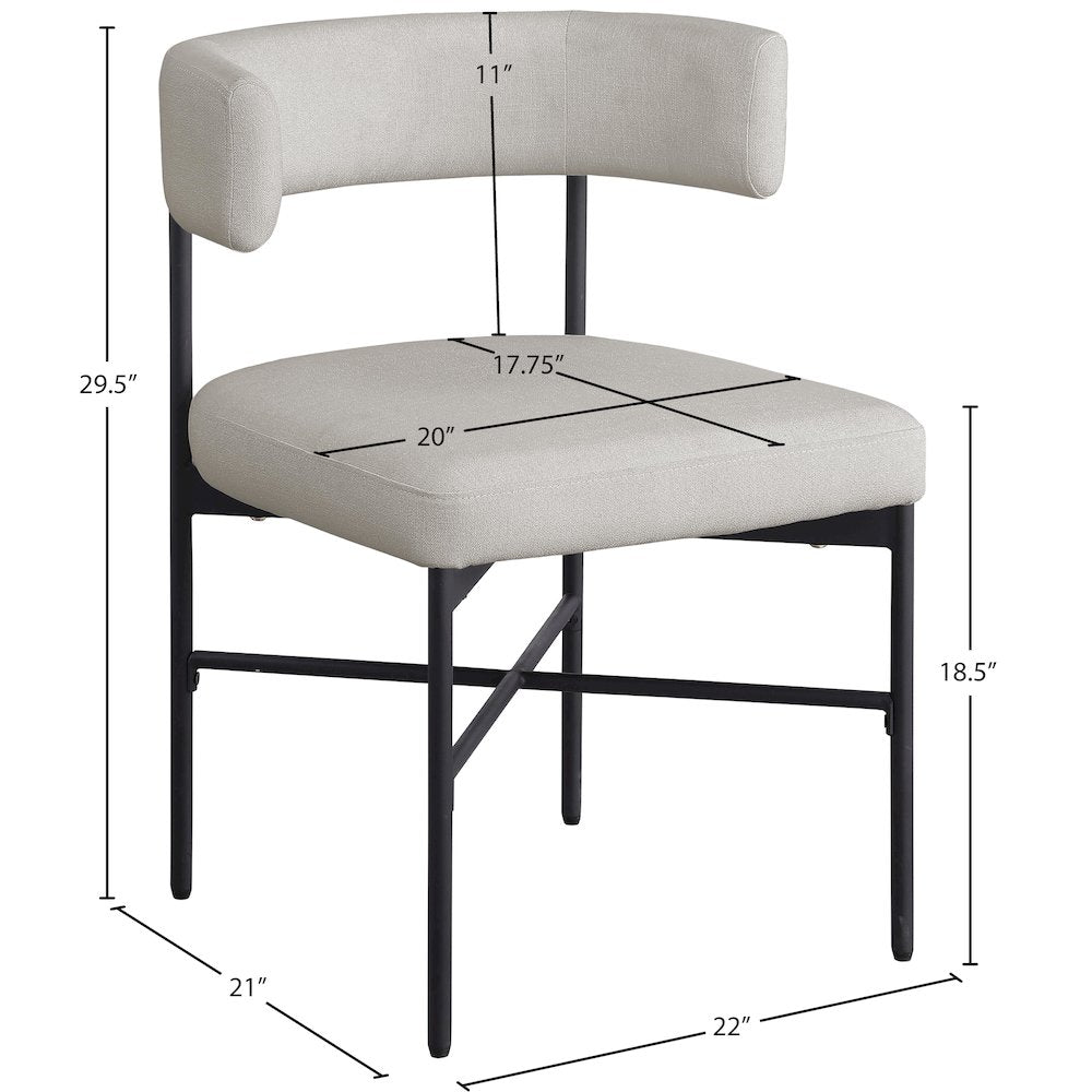 Rivage Beige Durable Linen Textured Fabric Dining Chair, Set of 2