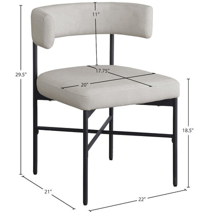 Rivage Beige Durable Linen Textured Fabric Dining Chair, Set of 2