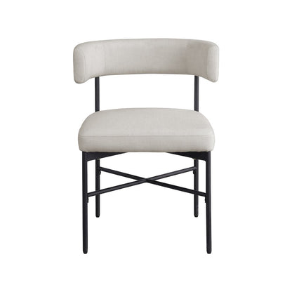 Rivage Beige Durable Linen Textured Fabric Dining Chair, Set of 2
