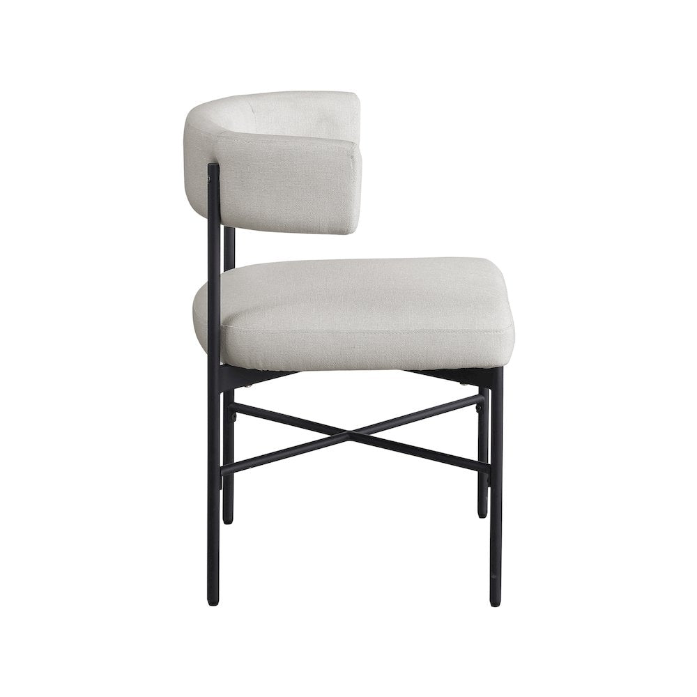 Rivage Beige Durable Linen Textured Fabric Dining Chair, Set of 2