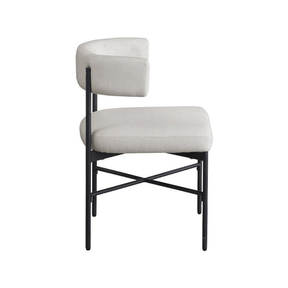 Rivage Beige Durable Linen Textured Fabric Dining Chair, Set of 2