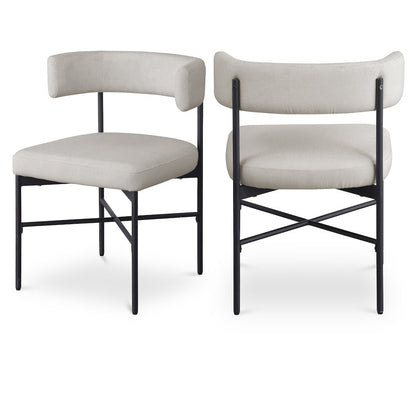 Rivage Beige Durable Linen Textured Fabric Dining Chair, Set of 2