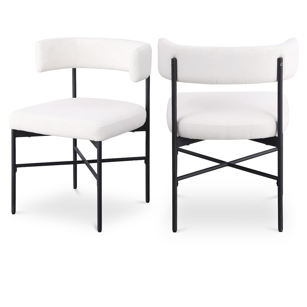 Rivage Cream Durable Linen Textured Fabric Dining Chair, Set of 2