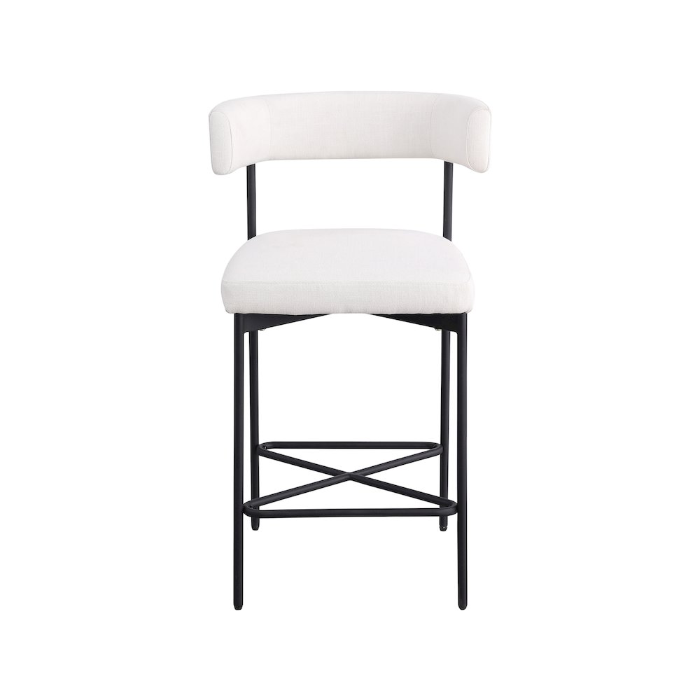Rivage Cream Durable Linen Textured Fabric Stool, Set of 2