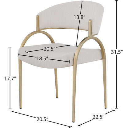 Privet Beige Linen Textured Fabric Dining Chair, Set of 2