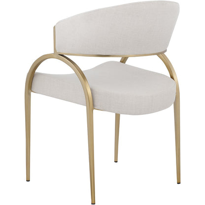 Privet Beige Linen Textured Fabric Dining Chair, Set of 2