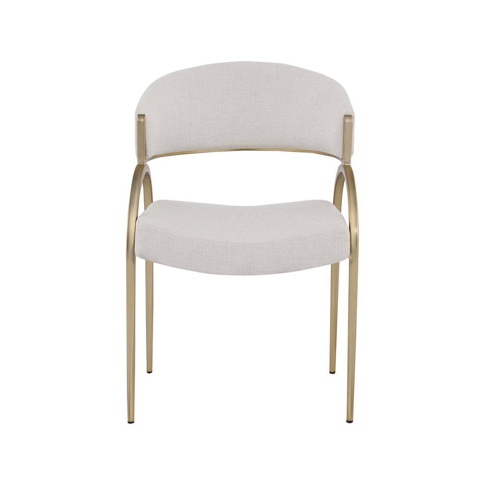 Privet Beige Linen Textured Fabric Dining Chair, Set of 2