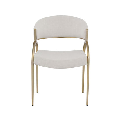 Privet Beige Linen Textured Fabric Dining Chair, Set of 2