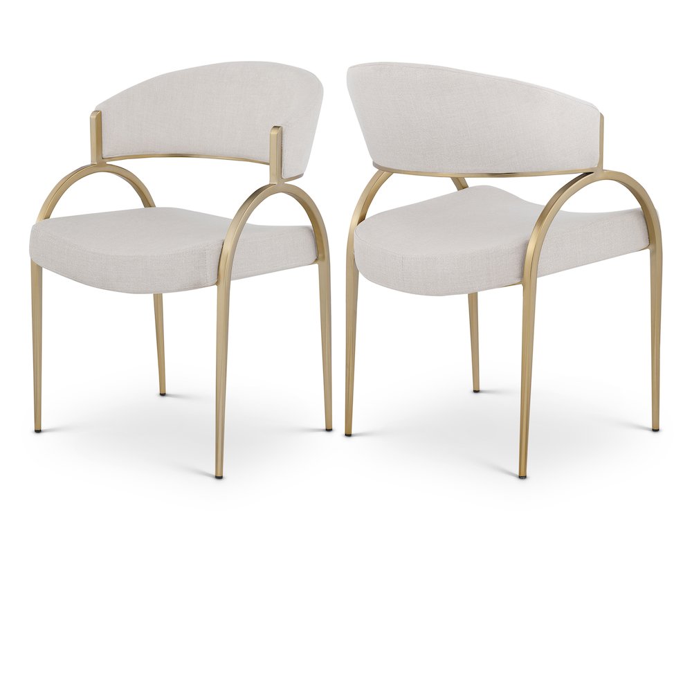 Privet Beige Linen Textured Fabric Dining Chair, Set of 2