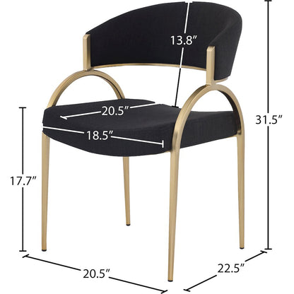 Privet Black Linen Textured Fabric Dining Chair, Set of 2