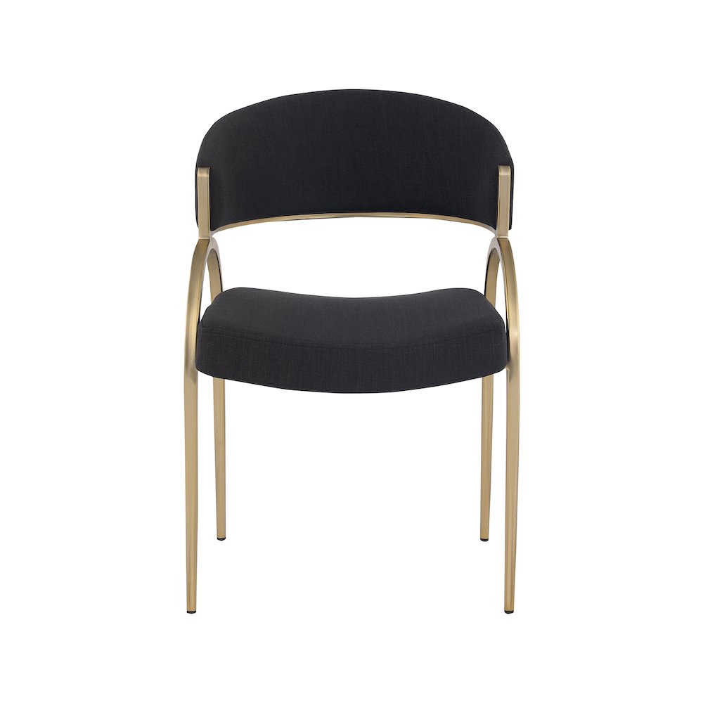 Privet Black Linen Textured Fabric Dining Chair, Set of 2