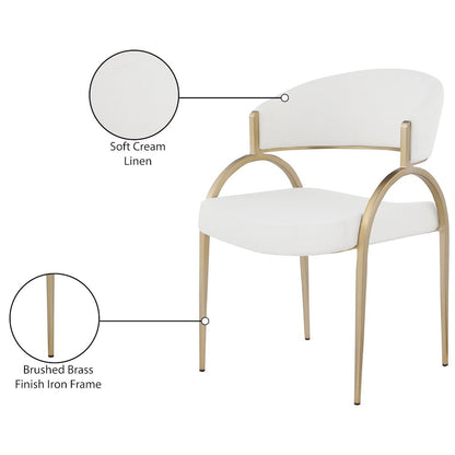 Privet Cream Linen Textured Fabric Dining Chair, Set of 2