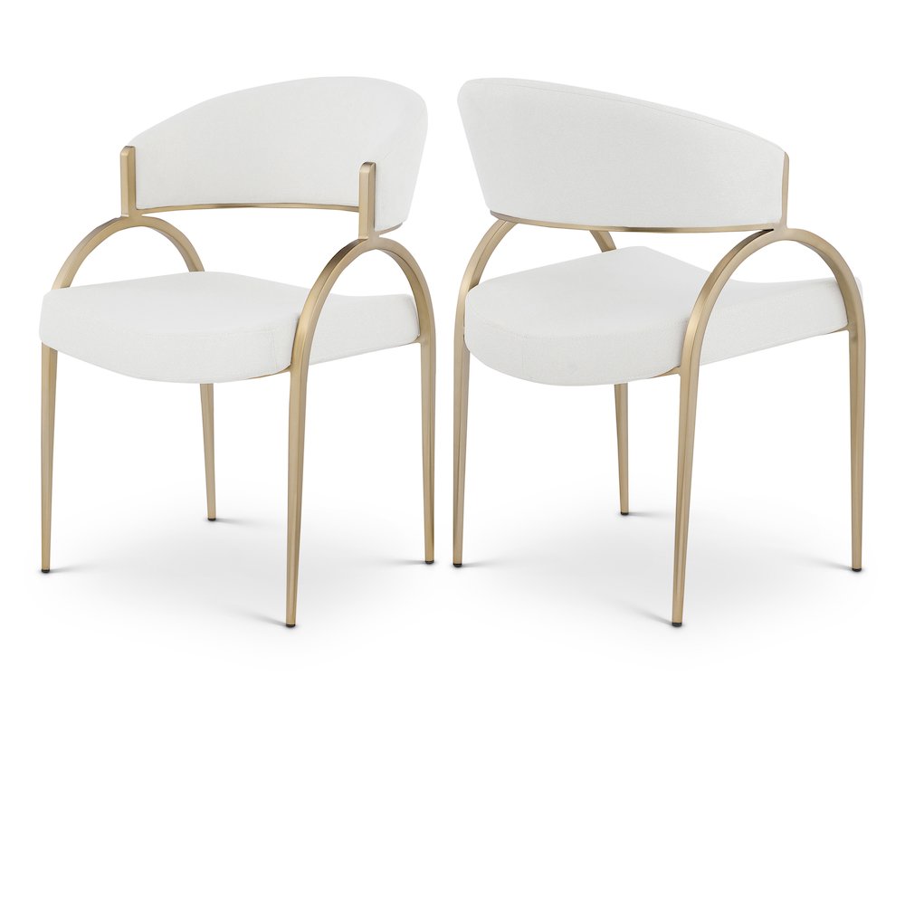 Privet Cream Linen Textured Fabric Dining Chair, Set of 2