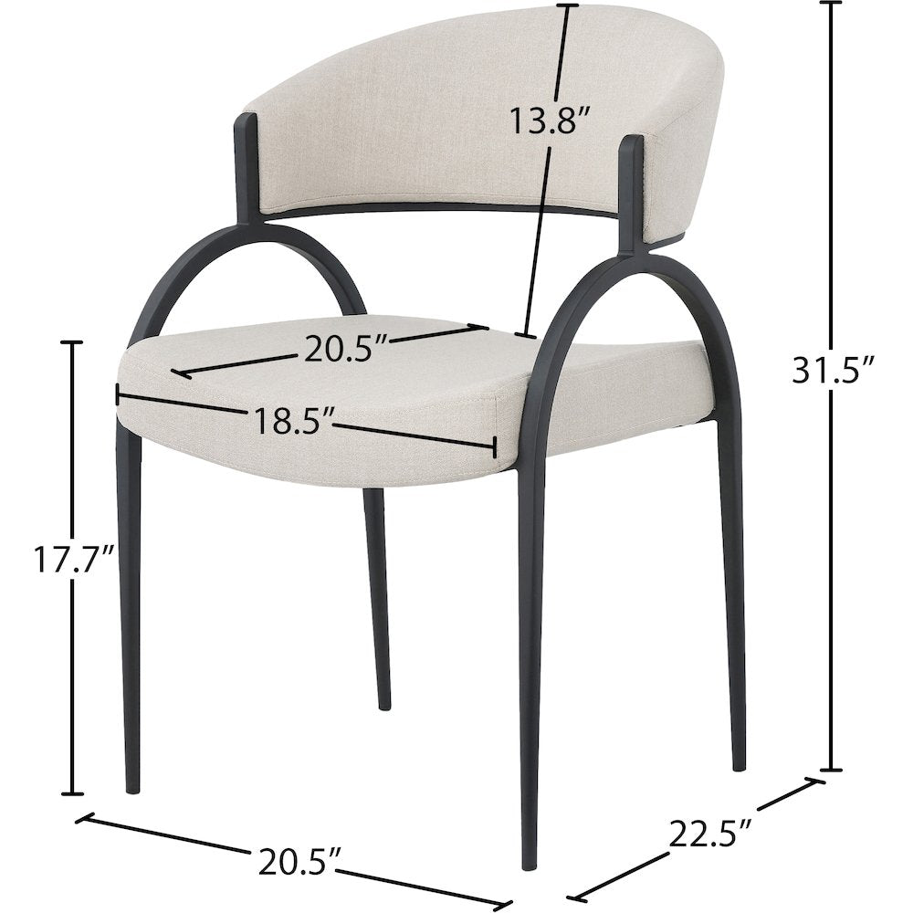 Privet Beige Linen Textured Fabric Dining Chair, Set of 2