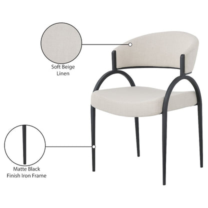 Privet Beige Linen Textured Fabric Dining Chair, Set of 2