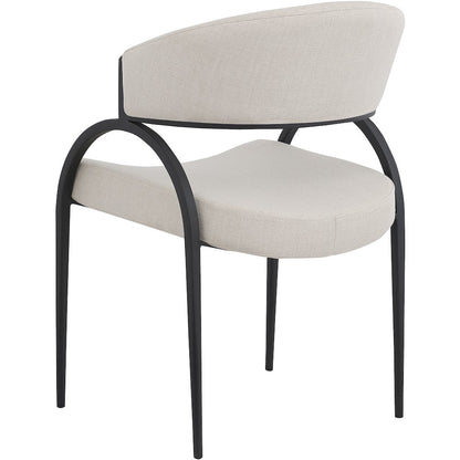 Privet Beige Linen Textured Fabric Dining Chair, Set of 2
