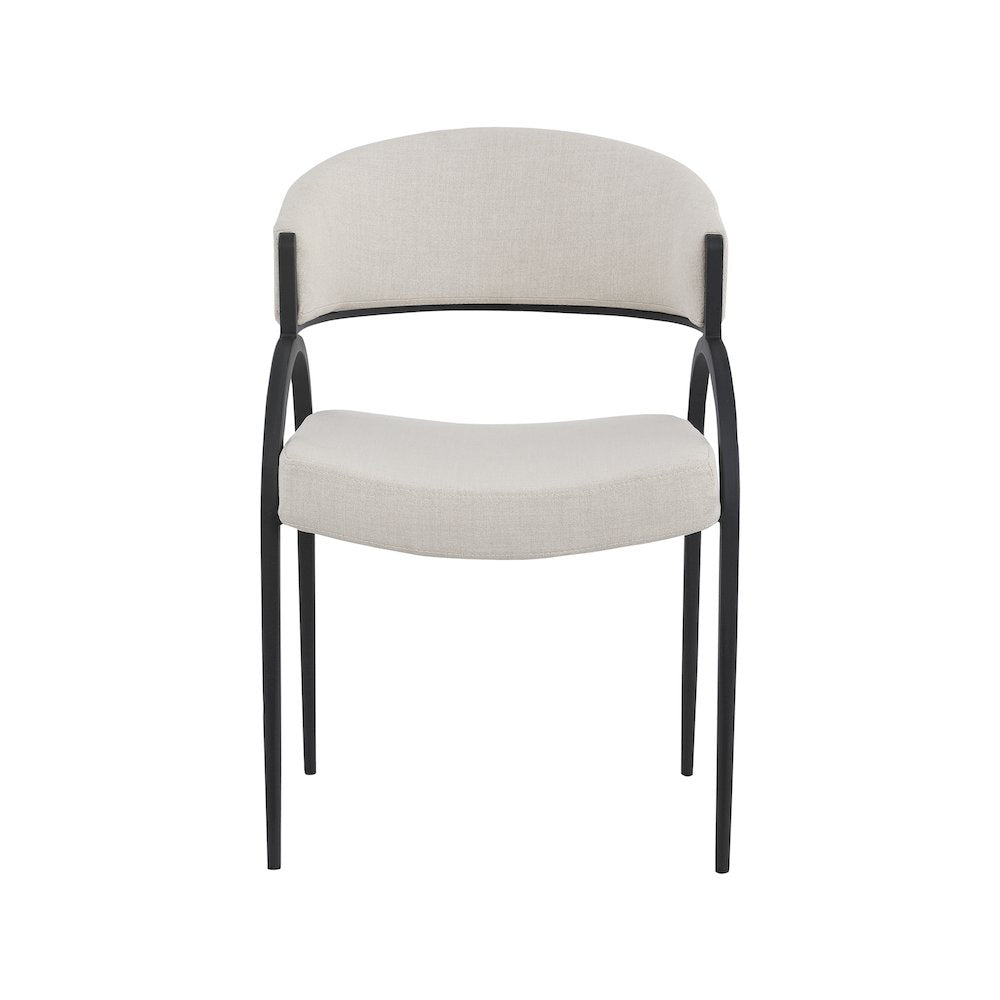 Privet Beige Linen Textured Fabric Dining Chair, Set of 2