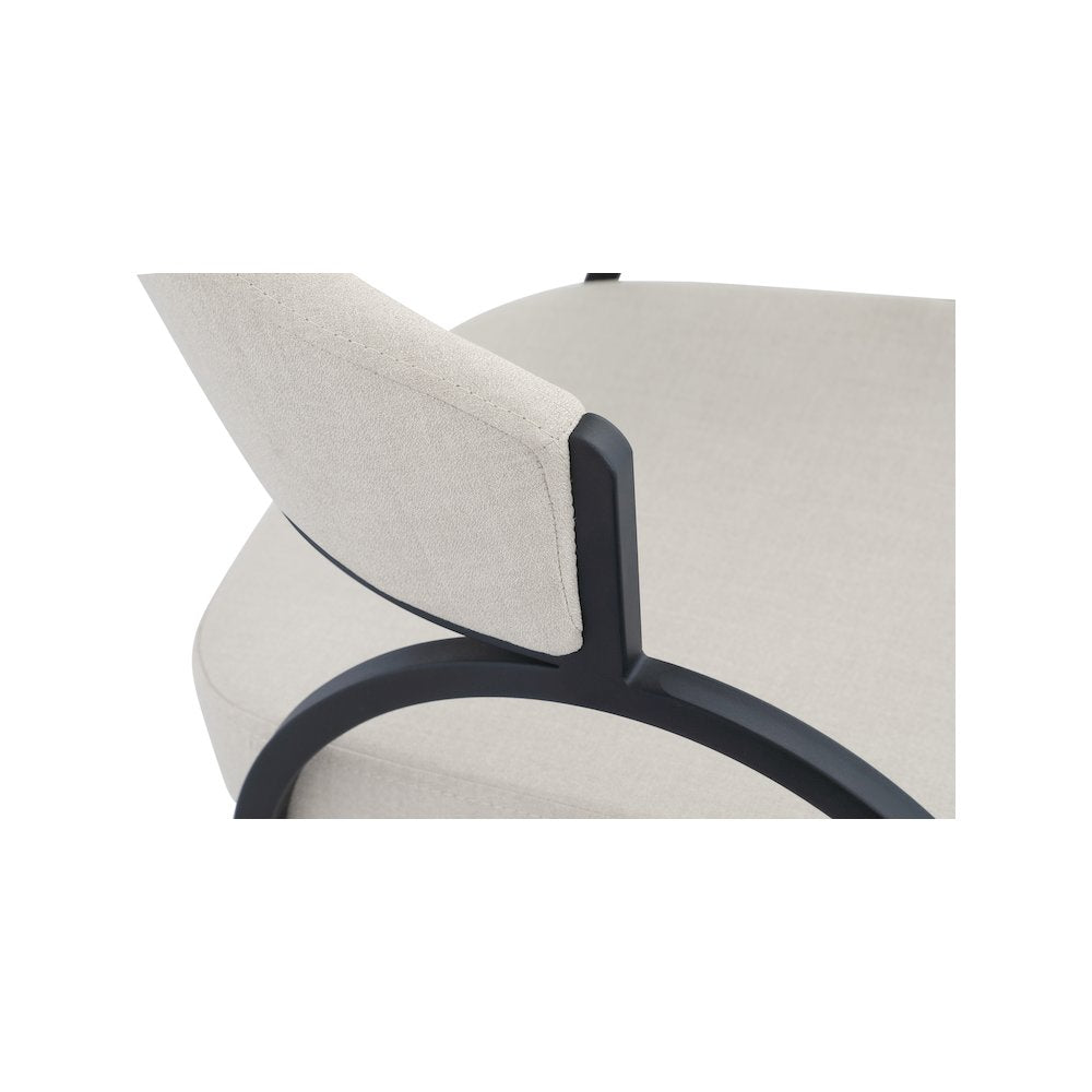 Privet Beige Linen Textured Fabric Dining Chair, Set of 2