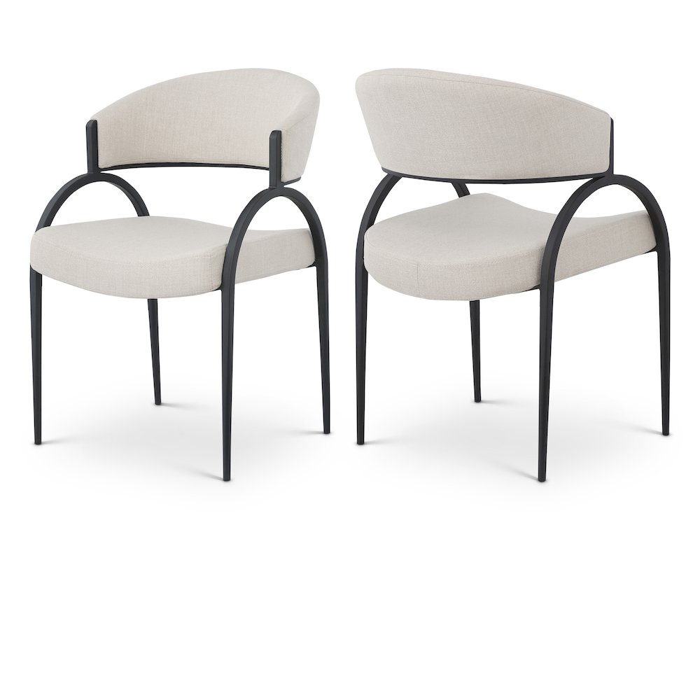 Privet Beige Linen Textured Fabric Dining Chair, Set of 2