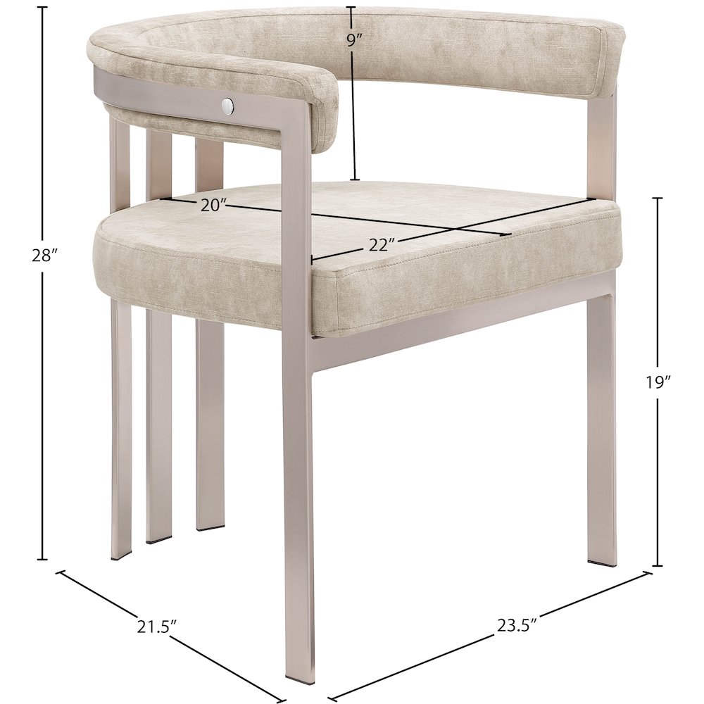 Marcello Beige Velvet Dining Chair, Set of 2