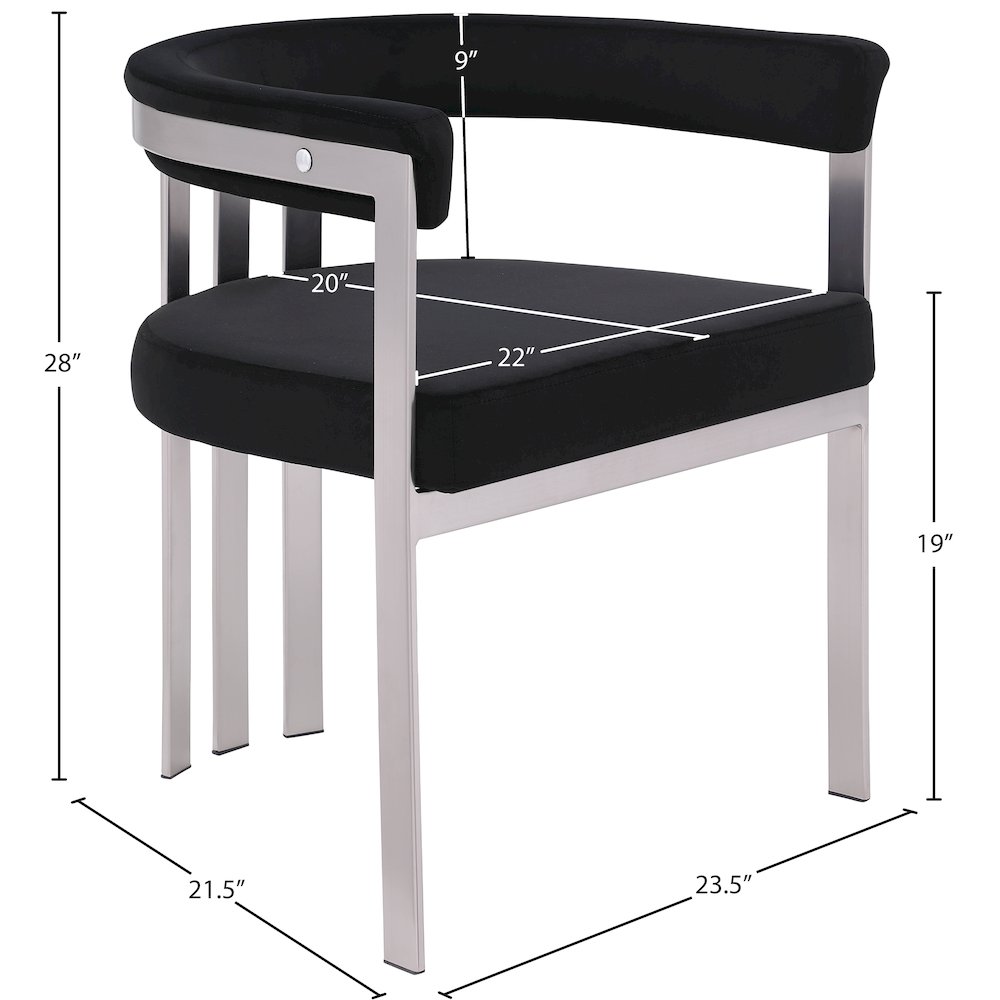 Marcello Black Velvet Dining Chair, Set of 2