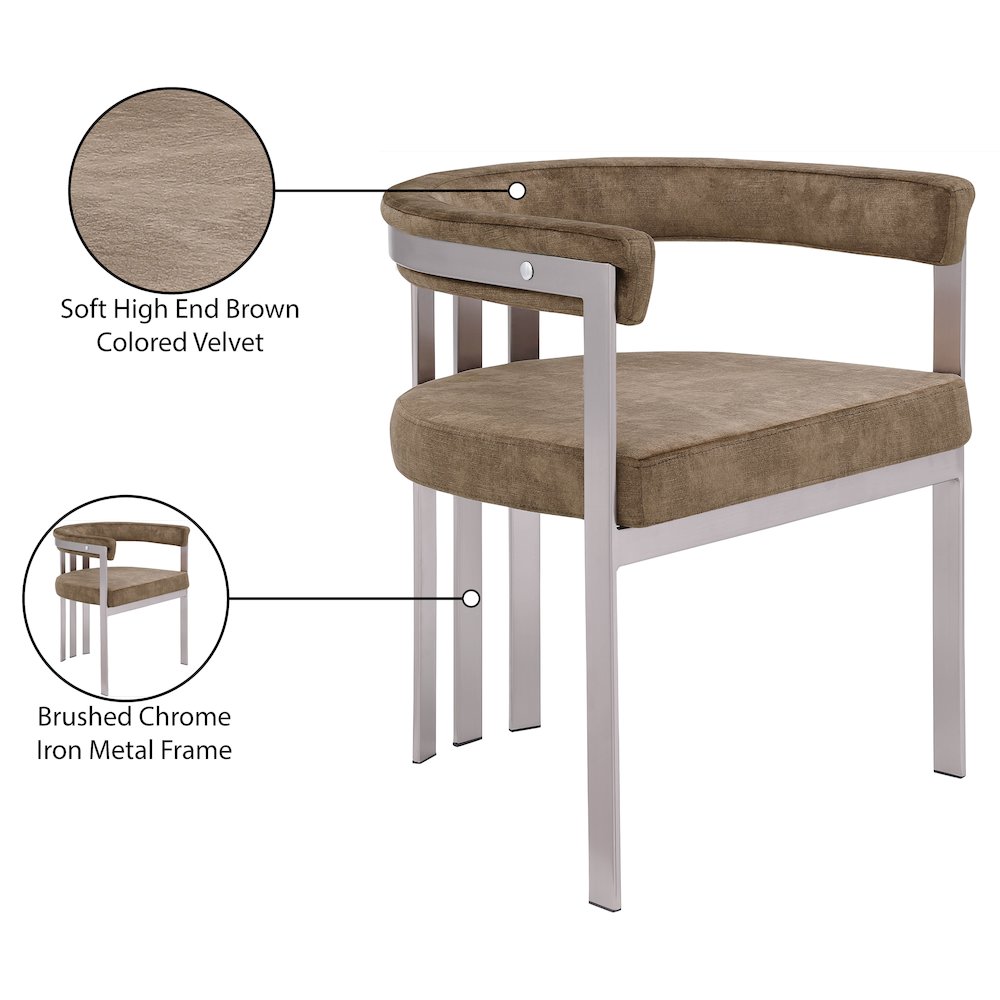 Marcello Brown Velvet Dining Chair, Set of 2