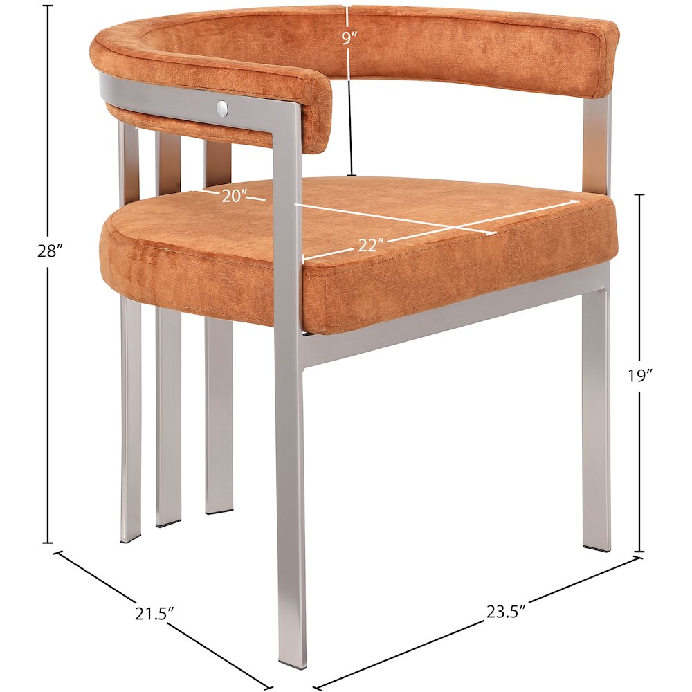 Marcello Cognac Velvet Dining Chair, Set of 2