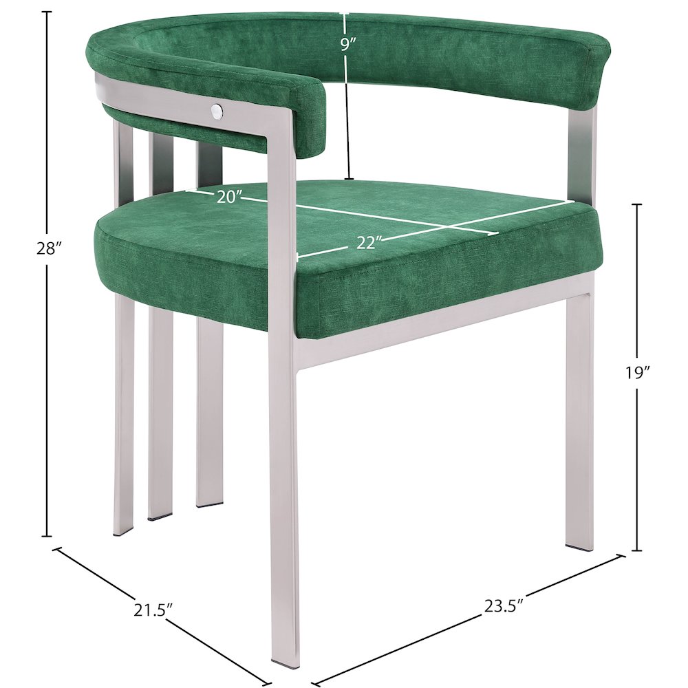 Marcello Green Velvet Dining Chair, Set of 2