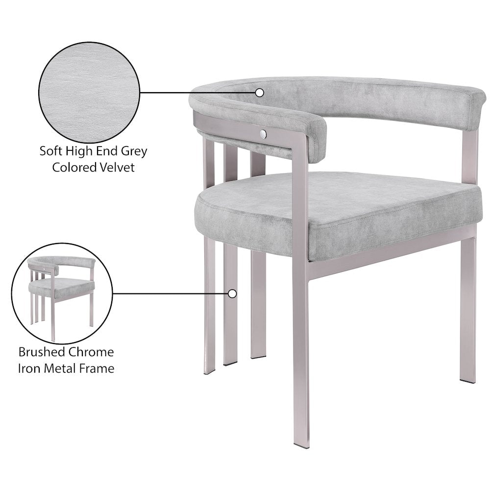Marcello Grey Velvet Dining Chair, Set of 2