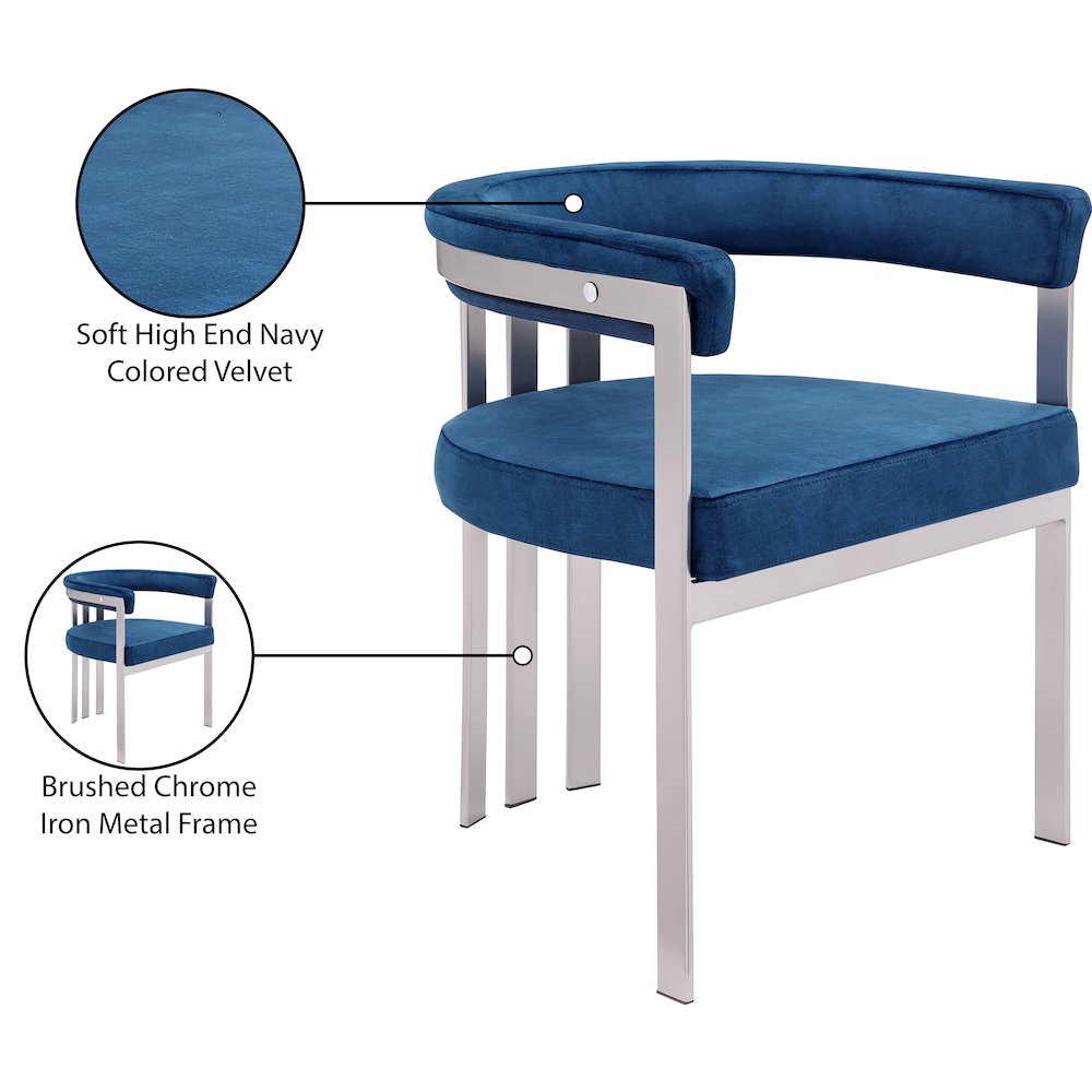 Marcello Navy Velvet Dining Chair, Set of 2
